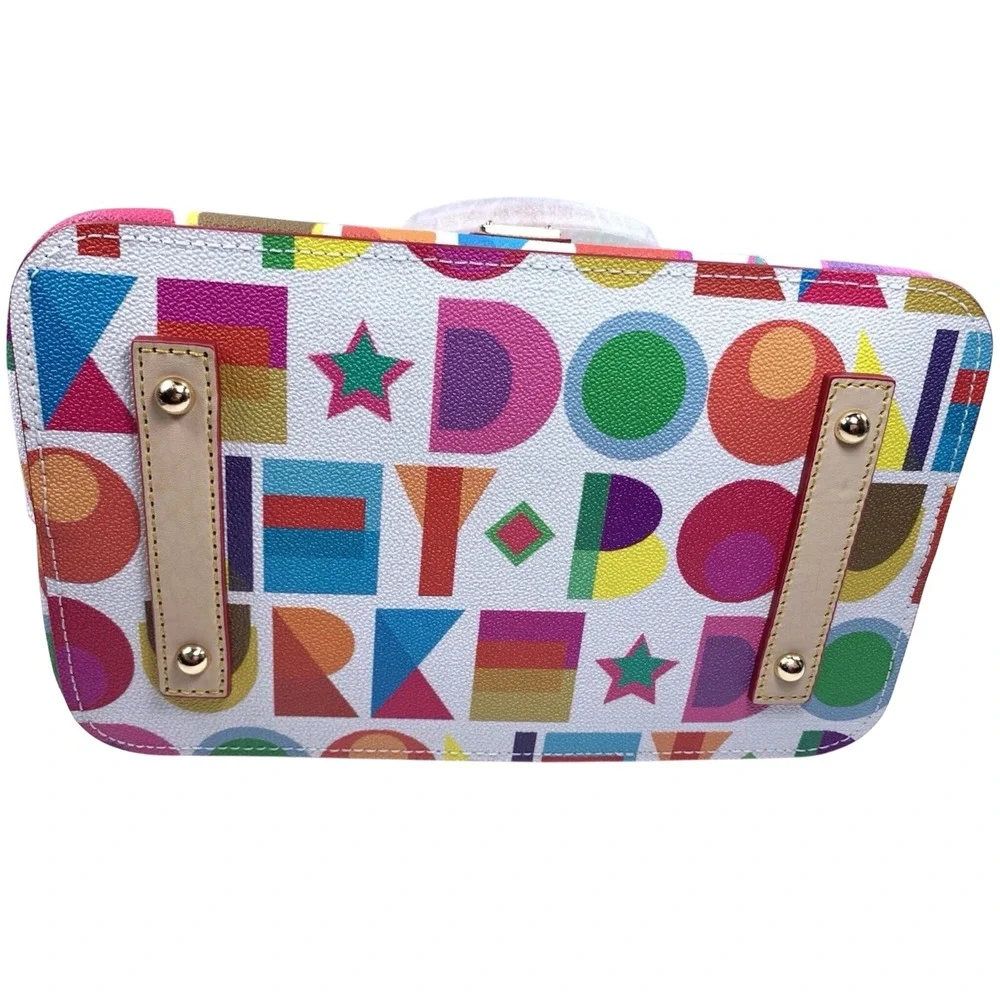 Dooney & Bourke Geena Satchel Women White NEW Art Deco Multi Logo Pattern